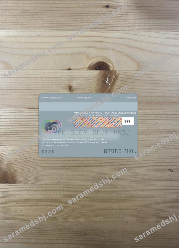 Australia Aveo bank master card photolook back